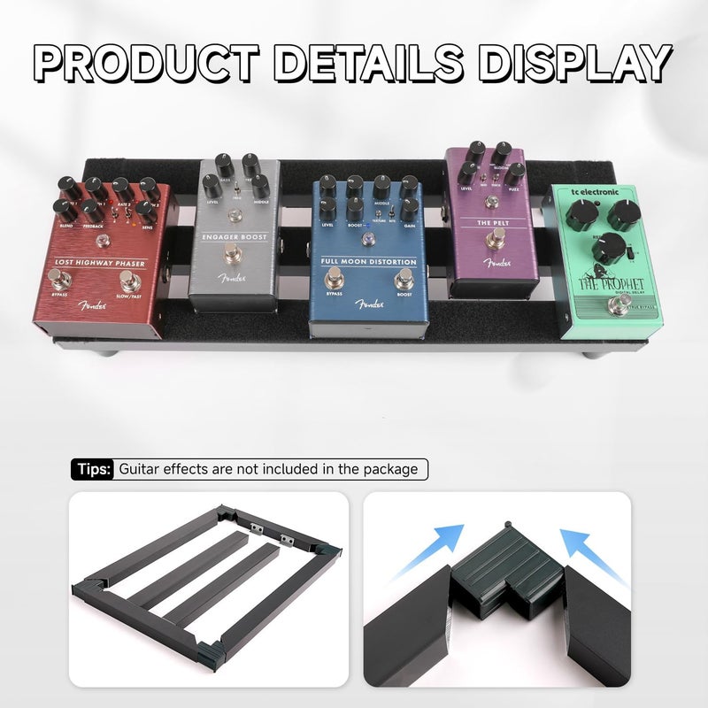 GHOSTFIRE Ghost Fire Guitar Pedal Board Aluminum Alloy 1.5lbs Super light Effect Pedalboard19.7''x7'' with Carry Bag SPL-02 and Power Supply Adapter GA-8 - Image 3